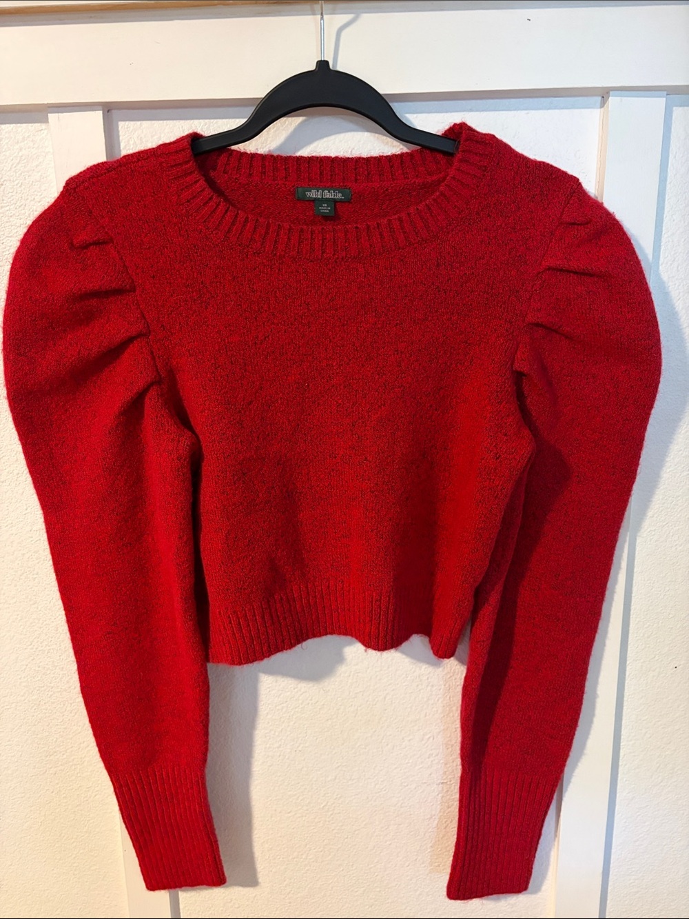 wild fable Red Puff Sleeve Crew Sweater
